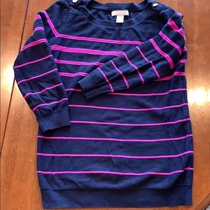 Banana republic navy blue and pink striped sweater